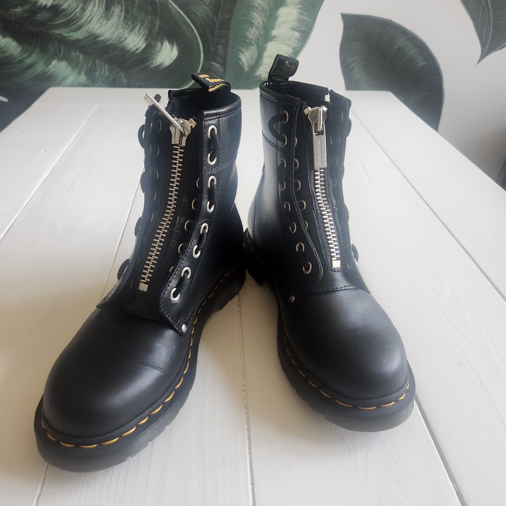 Dr. Martens Black Leather Zip-Up Boots